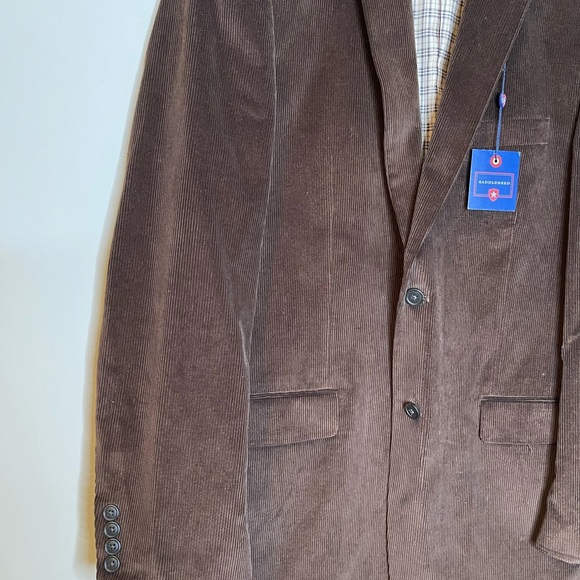 Saddlebred Sport Coat Mens 42L Brown Corduroy‎ 2 Button Casual Blazer NEW - Picture 2 of 12